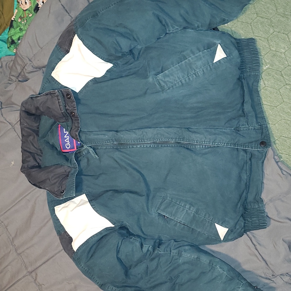 GANT vintage puffer coat dark green and white 80% down 20% feather 100% cotton